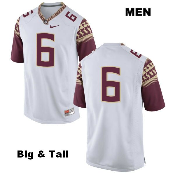 Men's NCAA Nike Florida State Seminoles #6 Tre Mckitty College Big & Tall No Name White Stitched Authentic Football Jersey WLK4369AL